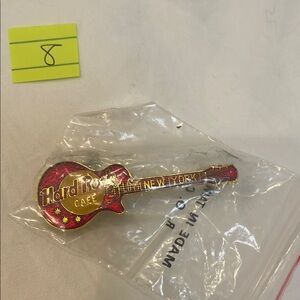 Hard Rock Cafe Red and Yellow Guitar Pin New York